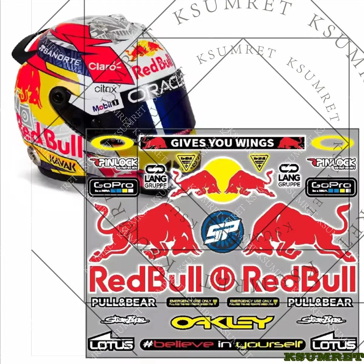 Sticker Master Red Bull Motosiklet Sticker & Kask Logo Çıkartma Seti - Sticker Master