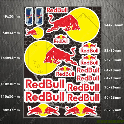 Sticker Master Red Bull Motosiklet Sticker & Kask Logo Çıkartma Seti - Sticker Master