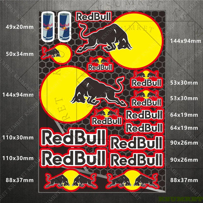 Sticker Master Red Bull Motosiklet Sticker & Kask Logo Çıkartma Seti - Sticker Master