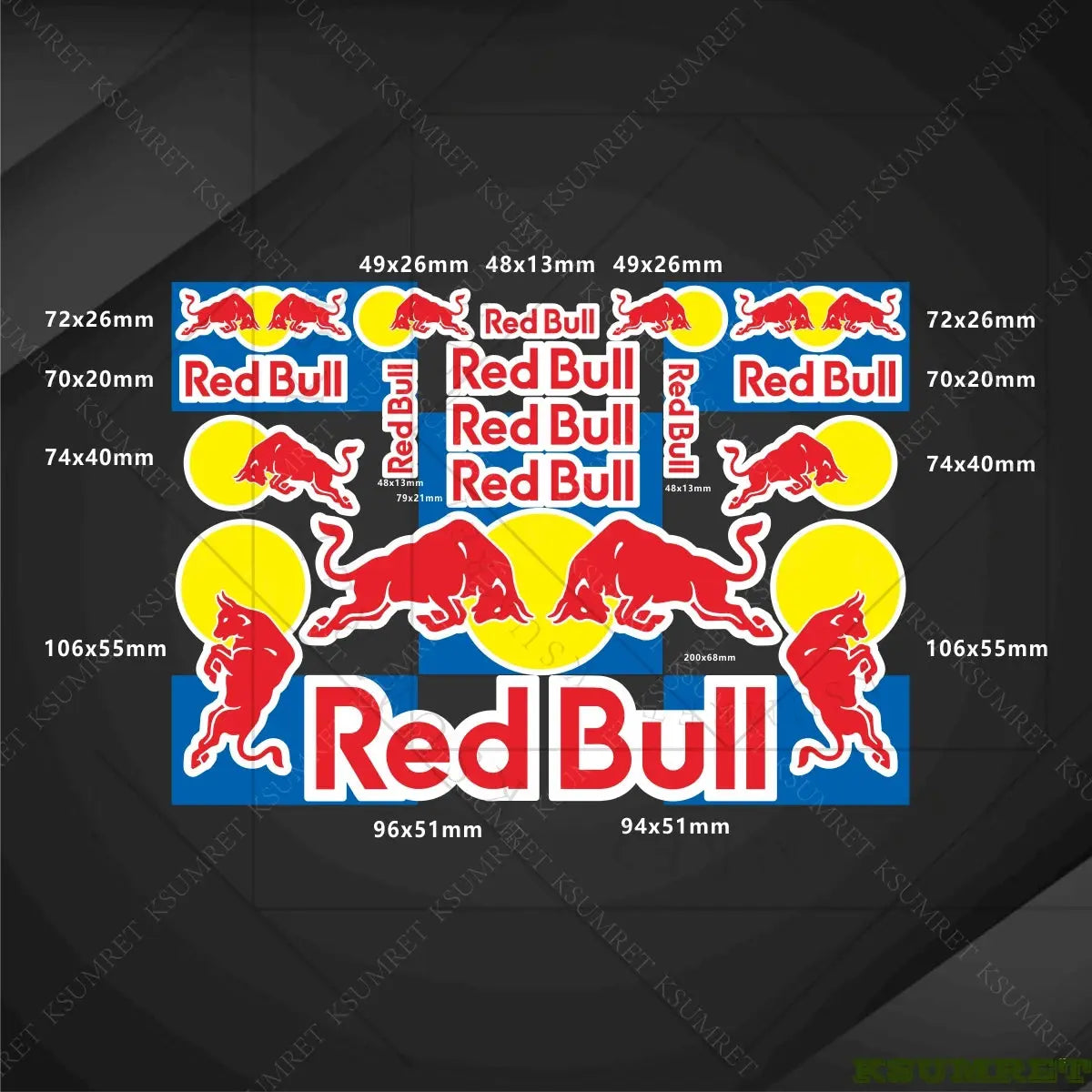 Sticker Master Red Bull Motosiklet Sticker & Kask Logo Çıkartma Seti - Sticker Master