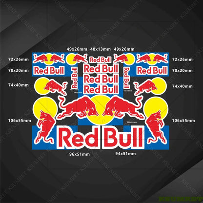 Sticker Master Red Bull Motosiklet Sticker & Kask Logo Çıkartma Seti - Sticker Master