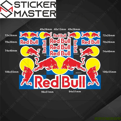 Sticker Master Red Bull Motosiklet Sticker & Kask Logo Çıkartma Seti - Sticker Master