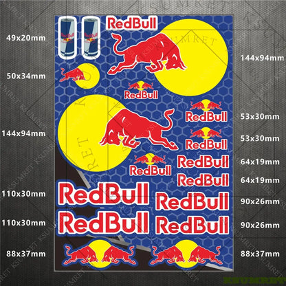 Sticker Master Red Bull Motosiklet Sticker & Kask Logo Çıkartma Seti - Sticker Master