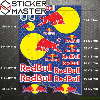 Sticker Master Red Bull Motosiklet Sticker & Kask Logo Çıkartma Seti - Sticker Master