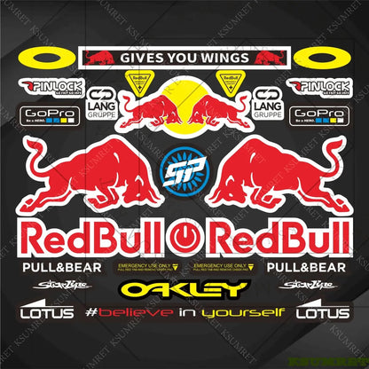 Sticker Master Red Bull Motosiklet Sticker & Kask Logo Çıkartma Seti - Sticker Master
