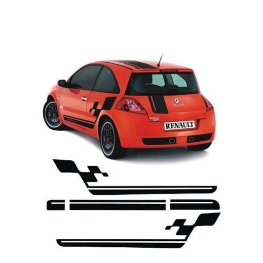 Sticker Master Renault Racing Checker Yan Gövde & Tavan Şerit Sticker Seti – Megane/Clio 3 Kapı (200 cm)