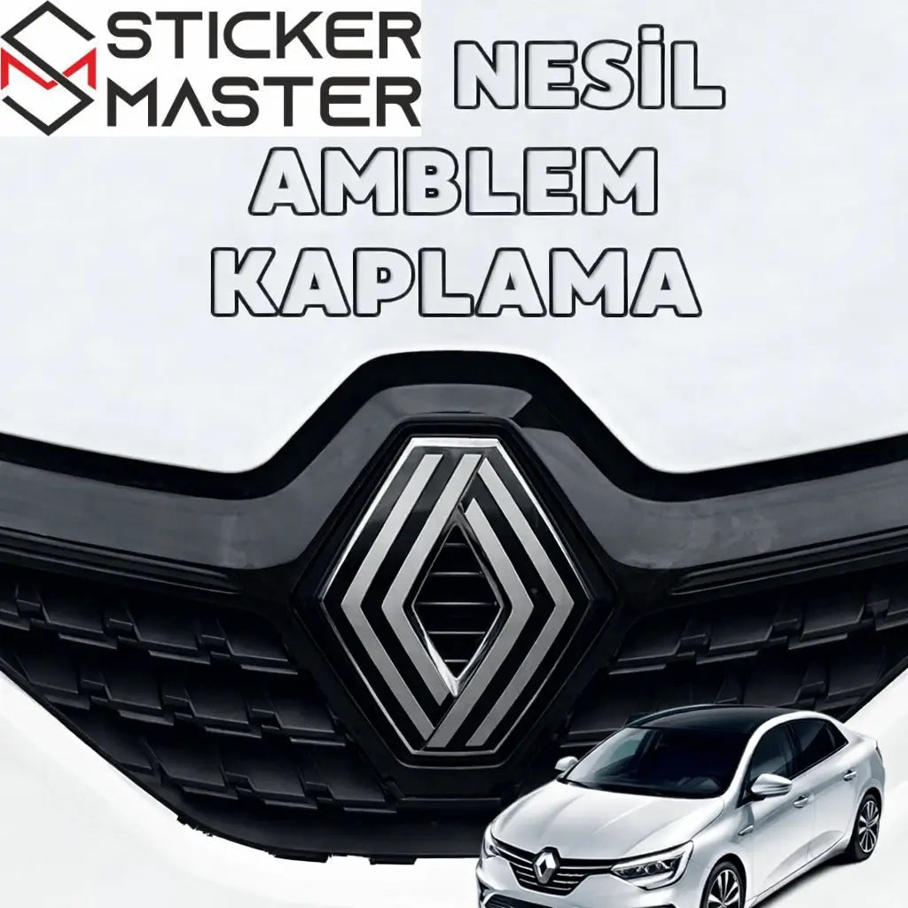 Yeni Nesil Renault Uyumlu Jant Göbeği Sticker | Siyah Damla Etiket 5.5 cm (4 Adet) - Sticker Master