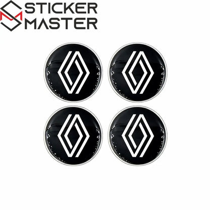 Yeni Nesil Renault Uyumlu Jant Göbeği Sticker | Siyah Damla Etiket 5.5 cm (4 Adet) - Sticker Master