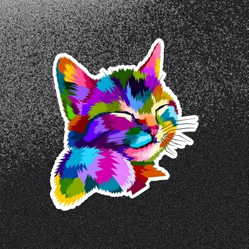  Rengarenk Kedi Motorsiklet,Kask,Laptop,Motor Ve Oto Araç Sticker 9 X 10 Cm Sticker Master