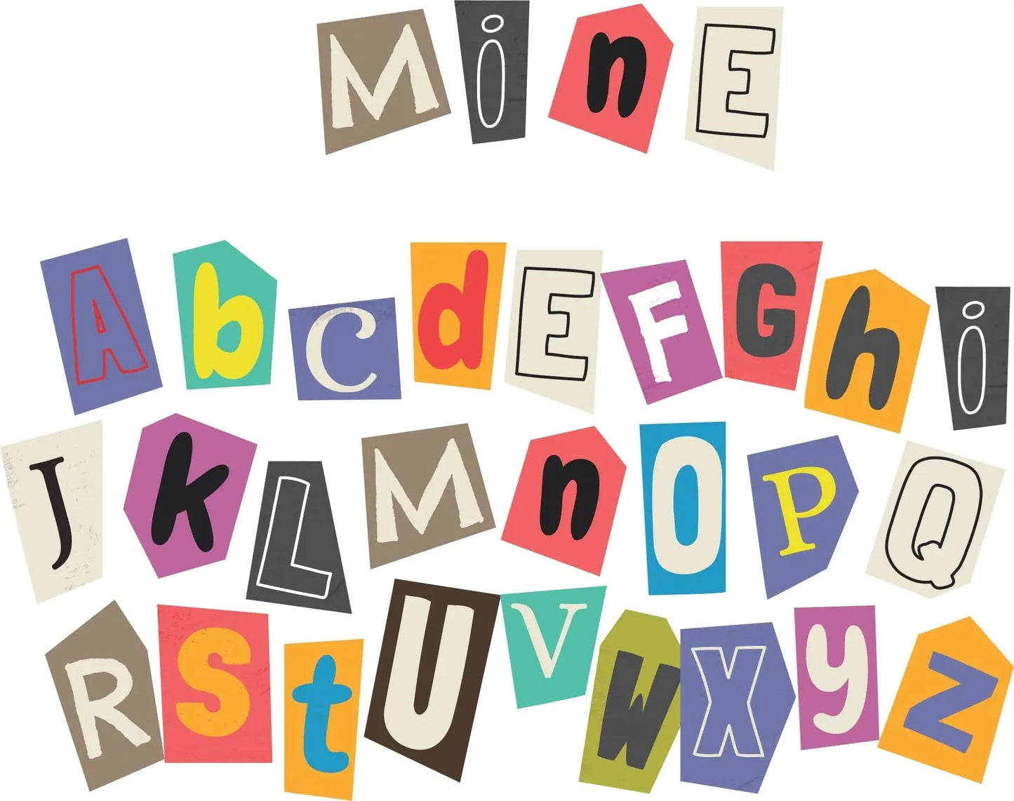 Sticker Master Sevimli Harfler Paper Style Dekoratif Bebek Çocuk Odası Duvar Etiket Sticker