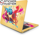 Renkli Soyut Laptop Sticker - Sarı Zemin Tasarım | Sticker Master