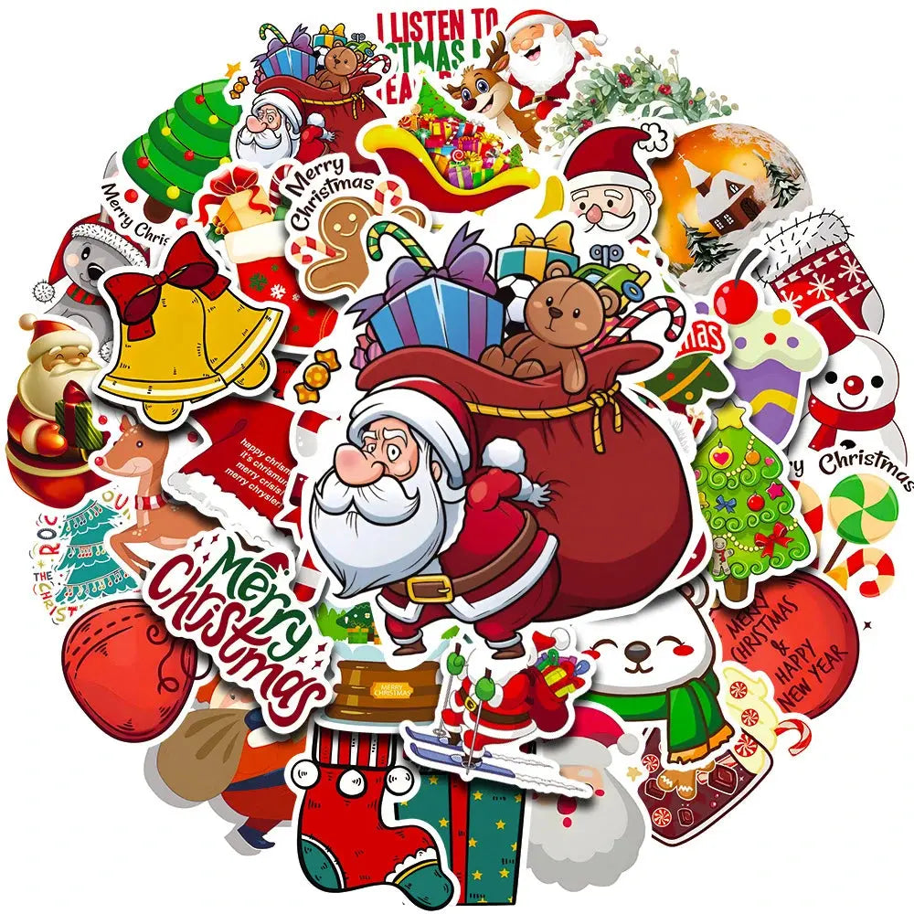 Retro Yılbaşı Sticker Seti 50 Adet Noel Süsleme | Sticker Master - Sticker Master