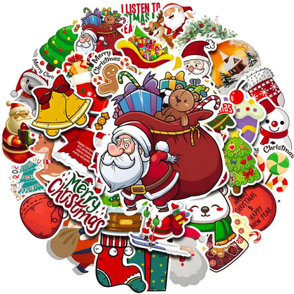 Retro Yılbaşı Sticker Seti 50 Adet Noel Süsleme | Sticker Master - Sticker Master