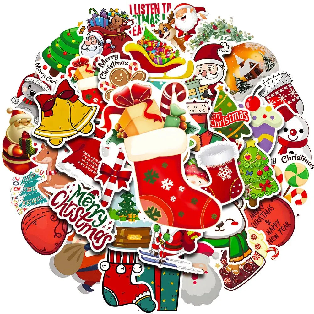 Retro Yılbaşı Sticker Seti 50 Adet Noel Süsleme | Sticker Master - Sticker Master