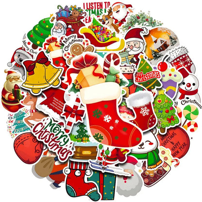 Retro Yılbaşı Sticker Seti 50 Adet Noel Süsleme | Sticker Master - Sticker Master