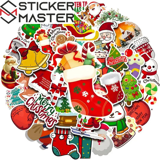Retro Yılbaşı Sticker Seti 50 Adet Noel Süsleme | Sticker Master - Sticker Master