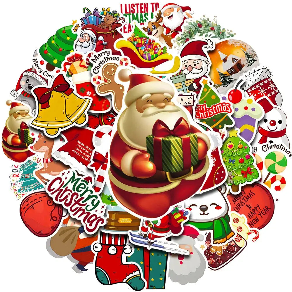 Retro Yılbaşı Sticker Seti 50 Adet Noel Süsleme | Sticker Master - Sticker Master