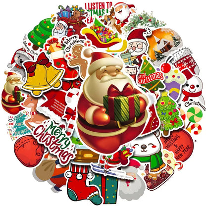 Retro Yılbaşı Sticker Seti 50 Adet Noel Süsleme | Sticker Master - Sticker Master