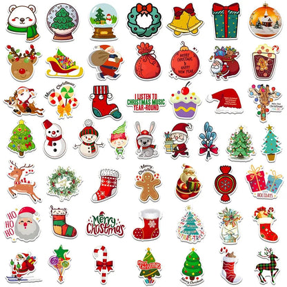 Retro Yılbaşı Sticker Seti 50 Adet Noel Süsleme | Sticker Master - Sticker Master
