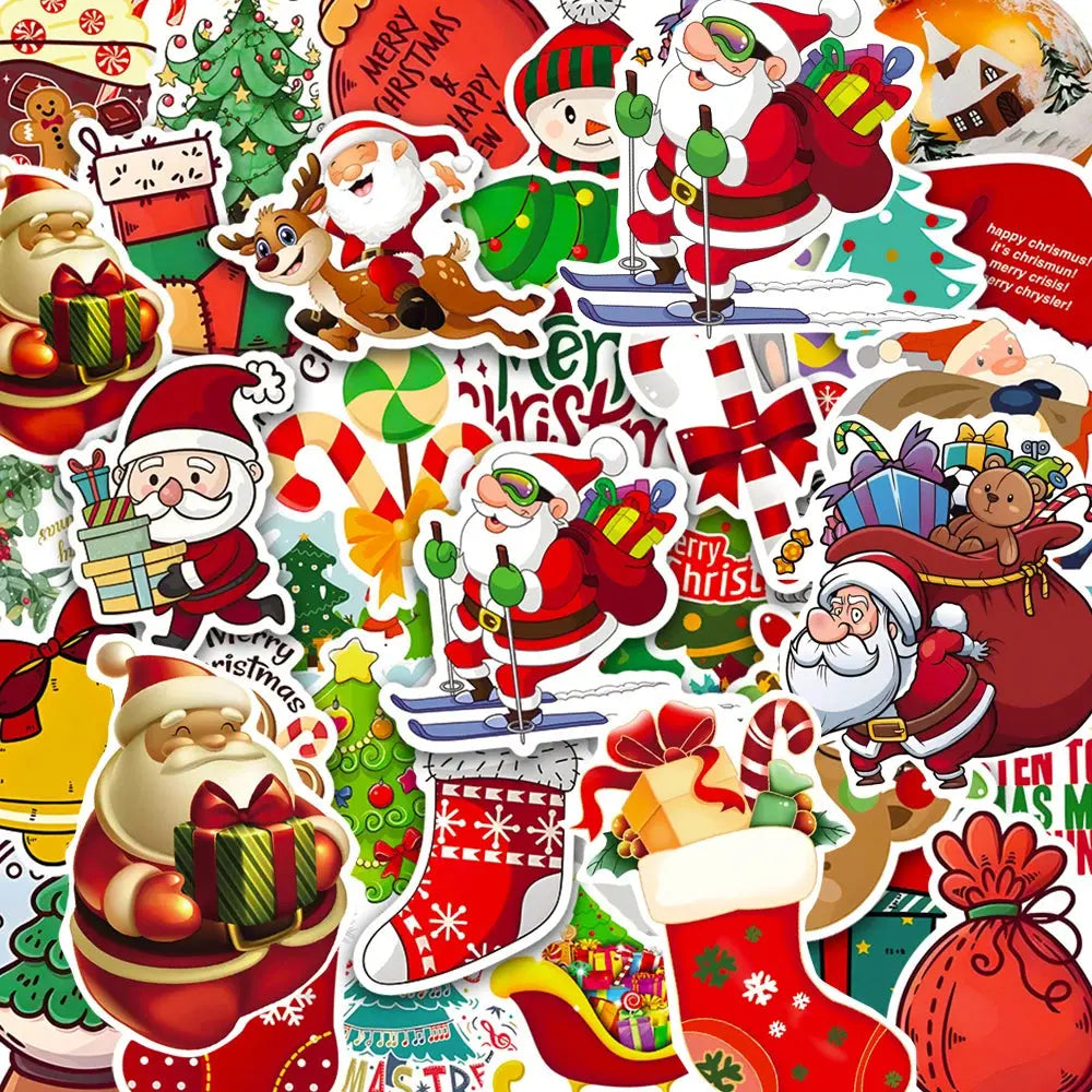 Retro Yılbaşı Sticker Seti 50 Adet Noel Süsleme | Sticker Master - Sticker Master