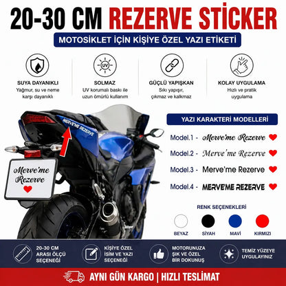 Rezerve Yazili Arac ve Motosiklet Sticker Seti 
