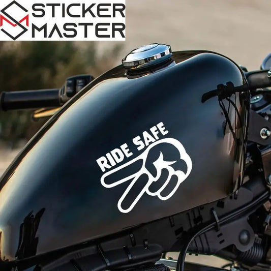 Ride Safe Sticker | 2 Parmak Selam Motosiklet Kask ve Depo Decal (11-24cm) Sticker Master