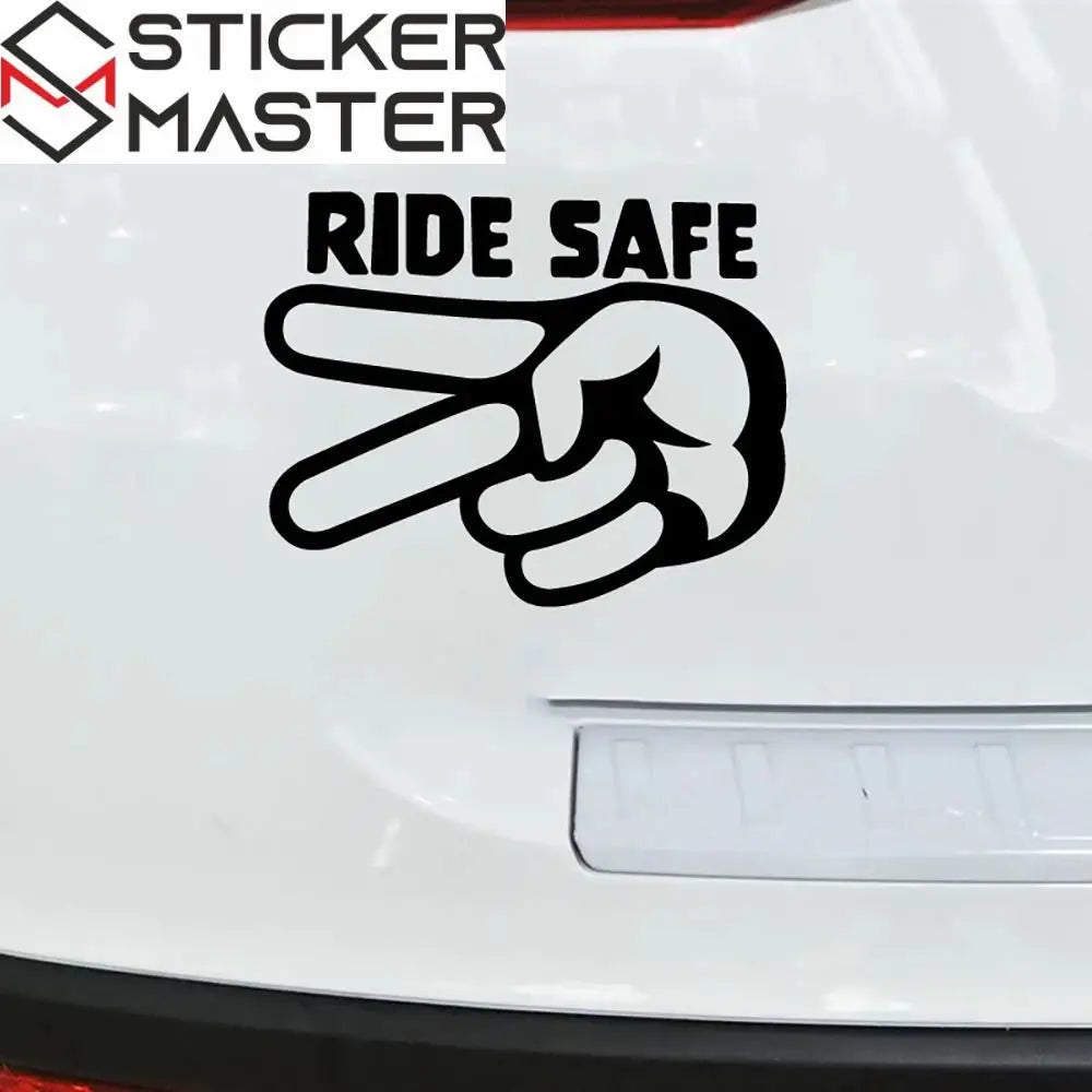 Ride Safe Sticker | 2 Parmak Selam Motosiklet Kask ve Depo Decal (11-24cm) Sticker Master