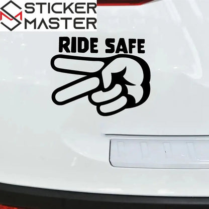 Ride Safe Sticker | 2 Parmak Selam Motosiklet Kask ve Depo Decal (11-24cm) Sticker Master