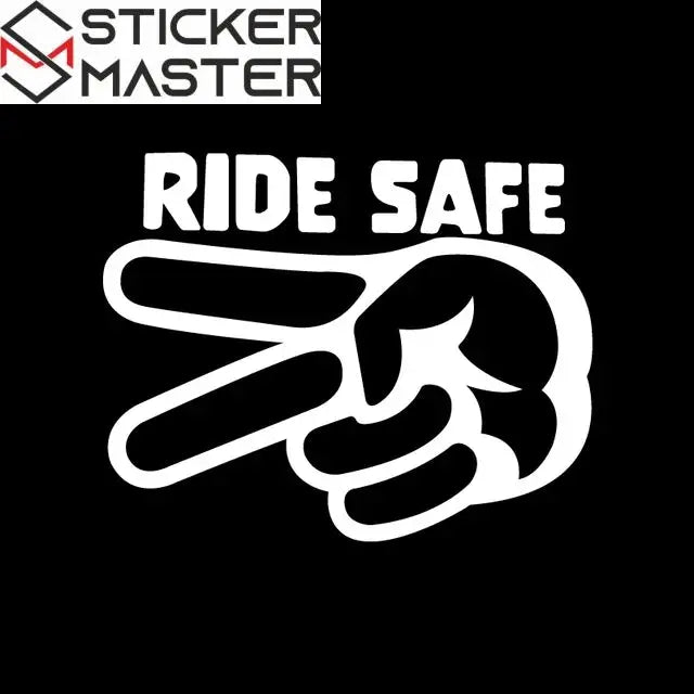Ride Safe Sticker | 2 Parmak Selam Motosiklet Kask ve Depo Decal (11-24cm) Sticker Master