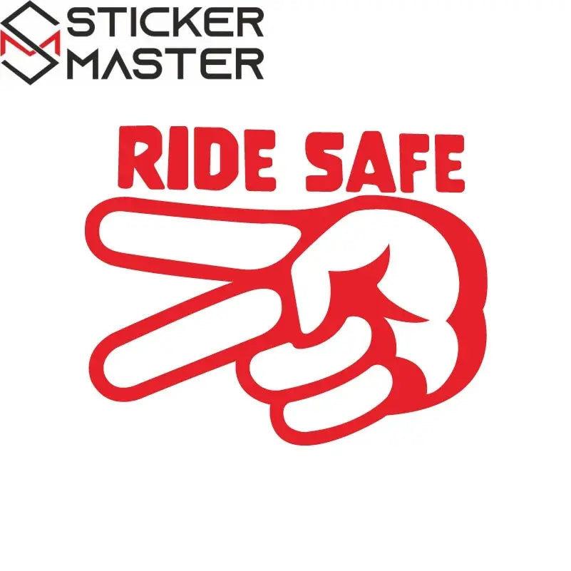 Ride Safe Sticker | 2 Parmak Selam Motosiklet Kask ve Depo Decal (11-24cm) Sticker Master