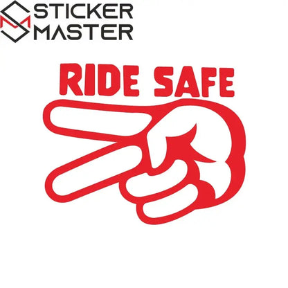 Ride Safe Sticker | 2 Parmak Selam Motosiklet Kask ve Depo Decal (11-24cm) Sticker Master