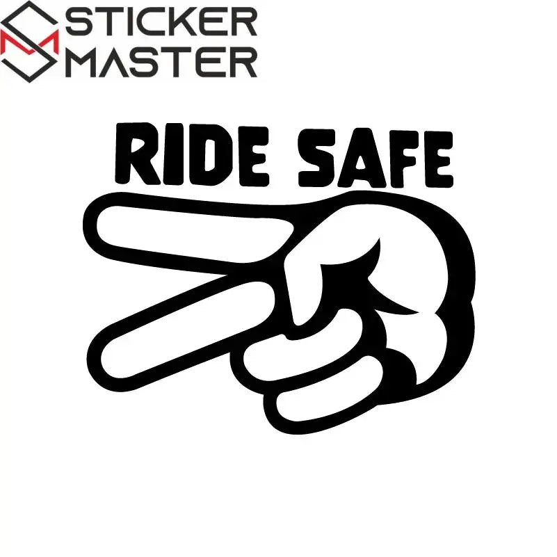 Ride Safe Sticker | 2 Parmak Selam Motosiklet Kask ve Depo Decal (11-24cm) Sticker Master