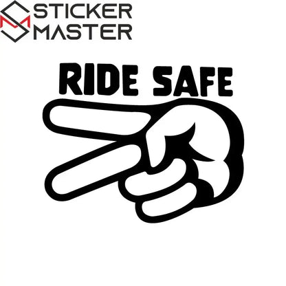 Ride Safe Sticker | 2 Parmak Selam Motosiklet Kask ve Depo Decal (11-24cm) Sticker Master