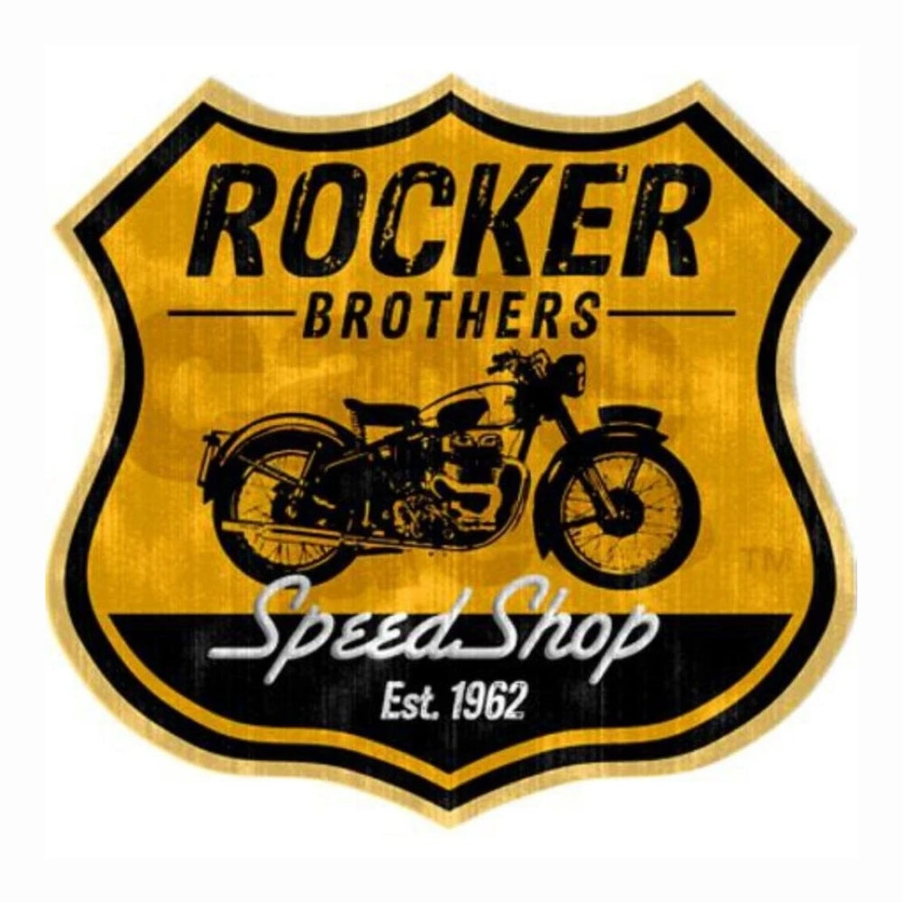 Sticker Master Rocker Brothers Speed Shop Sticker Motor, Kask, Laptop, Araba, Oto Araç İçin Dayanıklı Etiket Decal 12 Cm