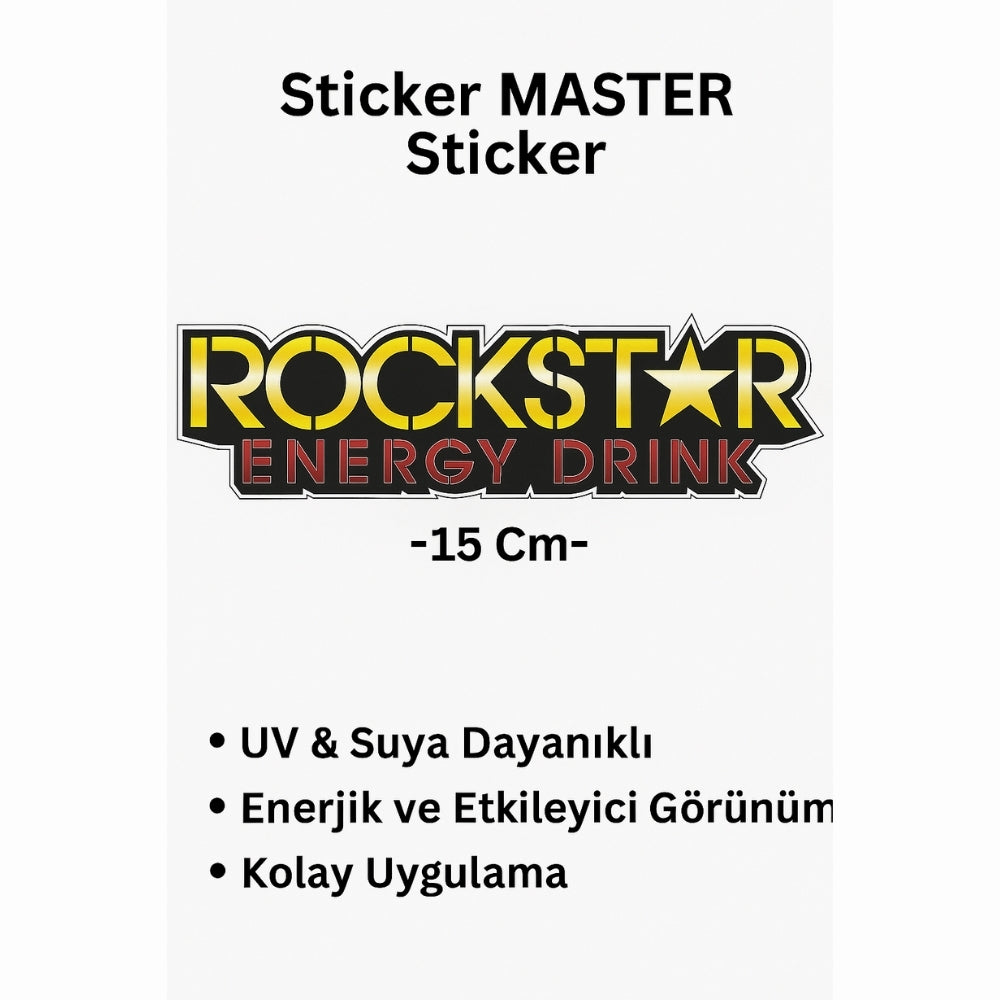 Sticker Master Rockstar Motor, Kask, Laptop, Araba, Oto Araç İçin Dayanıklı Etiket Decal 15 Cm