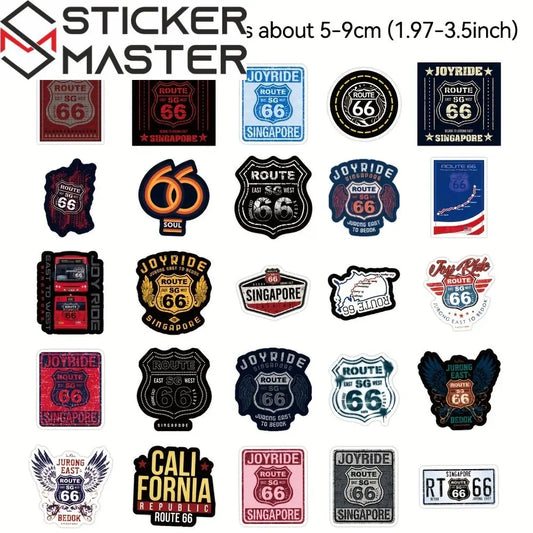 Route 66 Araba Sticker Seti (50’li) | Sticker Master - Sticker Master