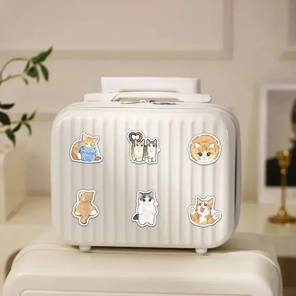 50’li Sevimli Su Renkli Kedi Sticker Seti | Sticker Master