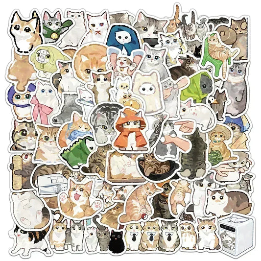 50’li Sevimli Su Renkli Kedi Sticker Seti | Sticker Master