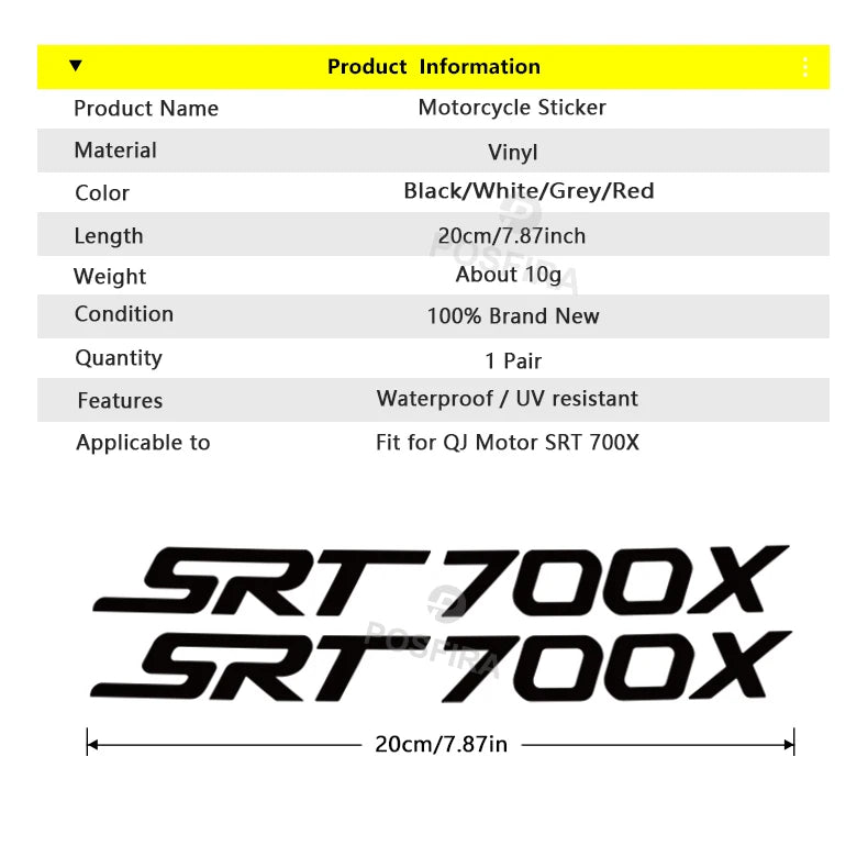 QJMotor SRT700X Sticker Seti Siyah Beyaz Kırmızı Gri Çıkartma | Sticker Master