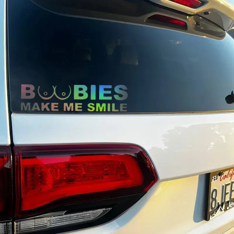 Boobies Make Me Smile Komik Sticker Etiket Yapıştırma | Sticker Master