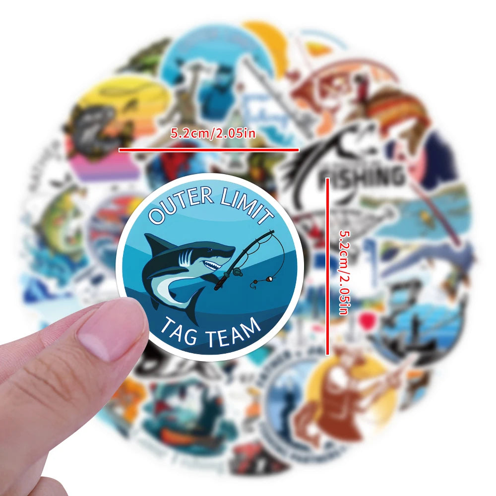 Sticker Master 60 Adet Deniz Balıkçılık Kaykay Motosiklet Gitar Bagaj Dizüstü Bilgisayar Bisiklet Çocuk Oyuncakları Sticker Set Motor Oto Araç Çıkartma Etiket
