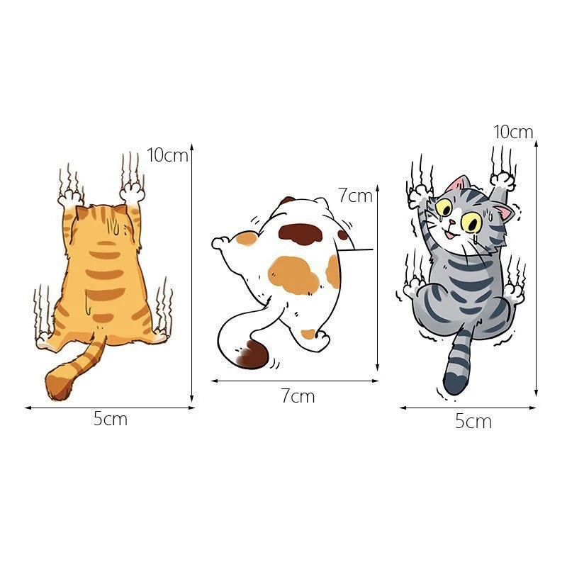 Komik Tırmanan Kedi Araba Sticker Seti - Sticker Master