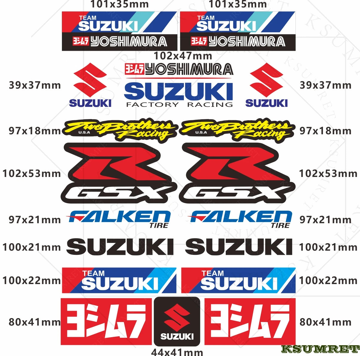 Vinyl Suzuki GSX Yoshimura Sticker Set Tank Logo | Sticker Master