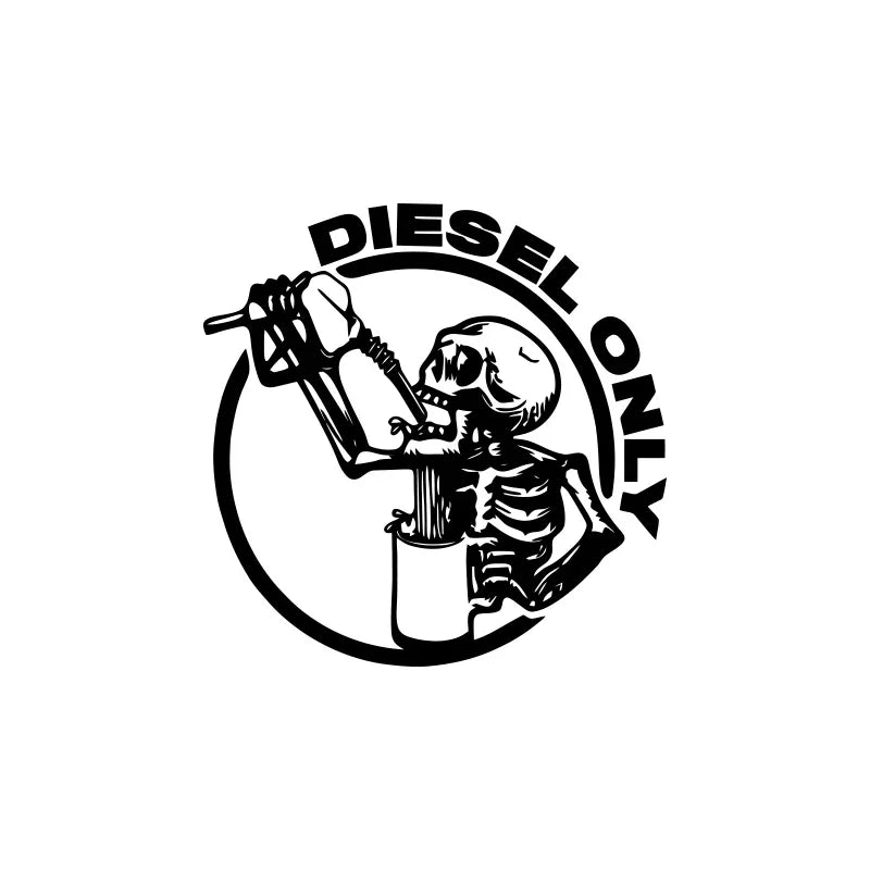 Sticker Master Diesel Only Skull Sticker – Araba Yakıt Deposu Kapağı İçin Dairesel Dekoratif Sticker | Su Geçirmez Vinil Etiket