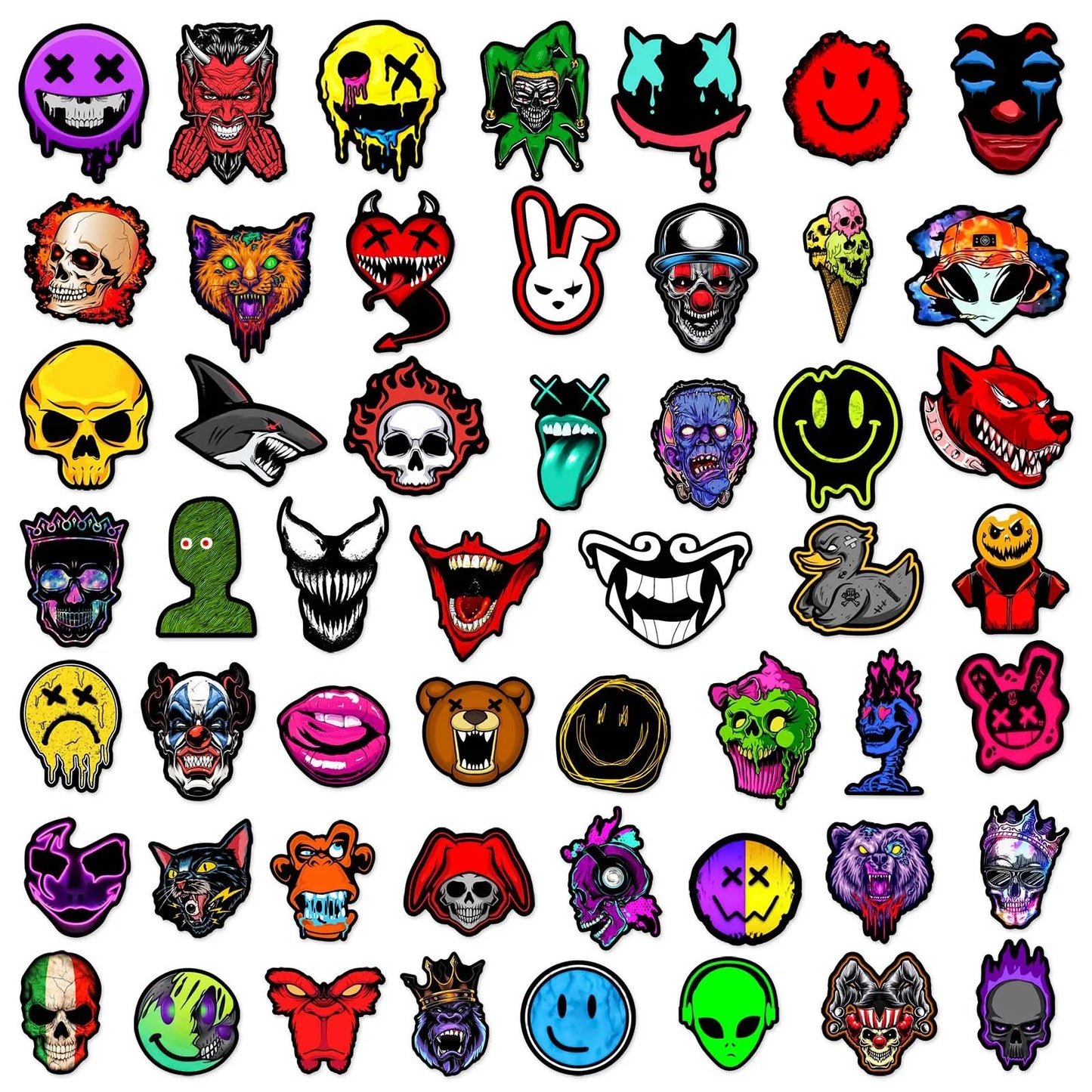 50’li Kafatası Korku Sticker Seti | Sticker Master