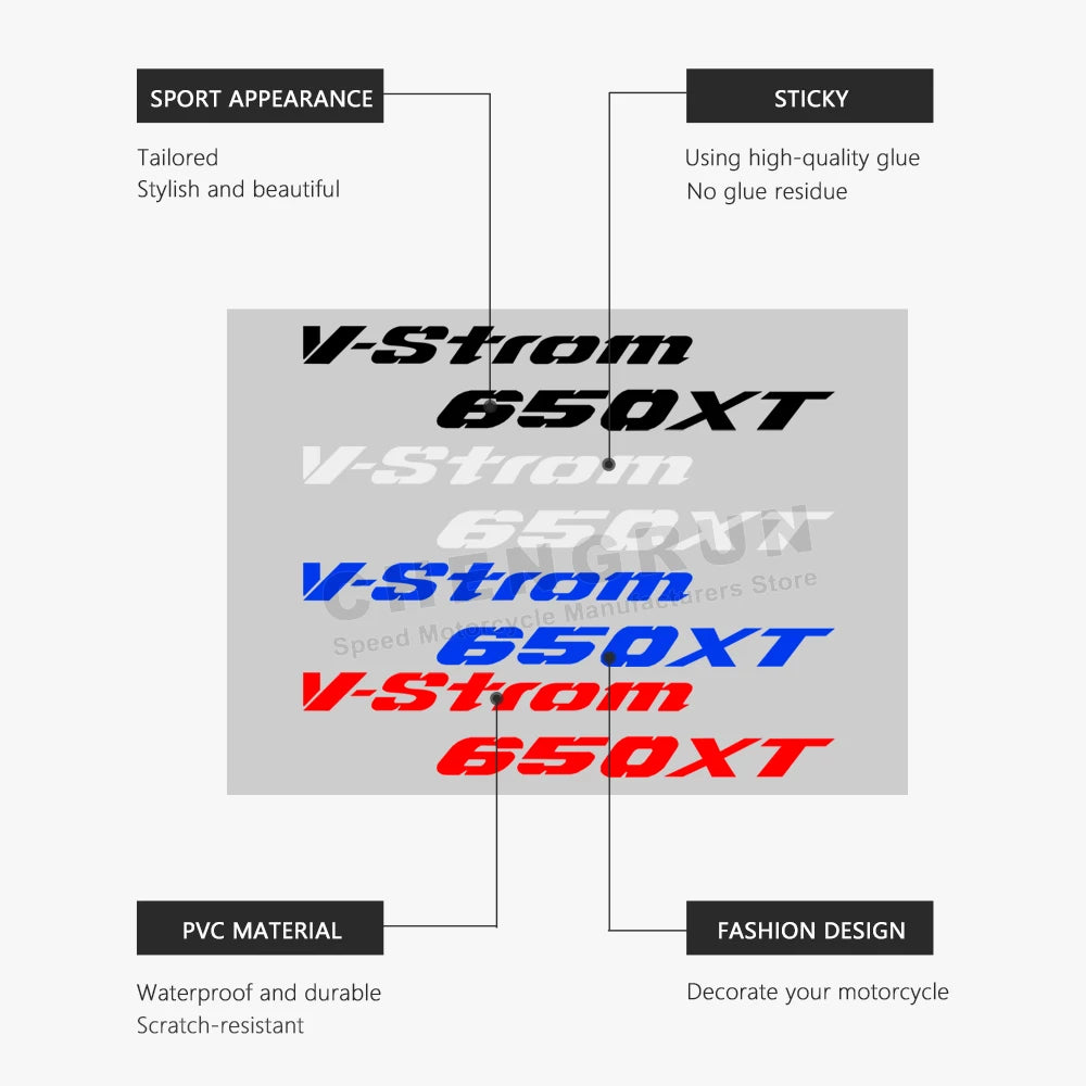 Sticker Master V-Strom 650 XT Gövde Sticker Seti – Su Geçirmez Sportif Tasarım (2015-2024)