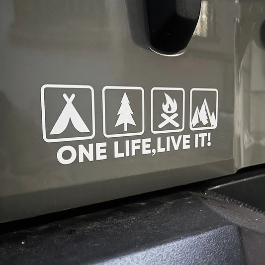 One Life, Live It! Kamp ve Macera Stickerı | Sticker Master