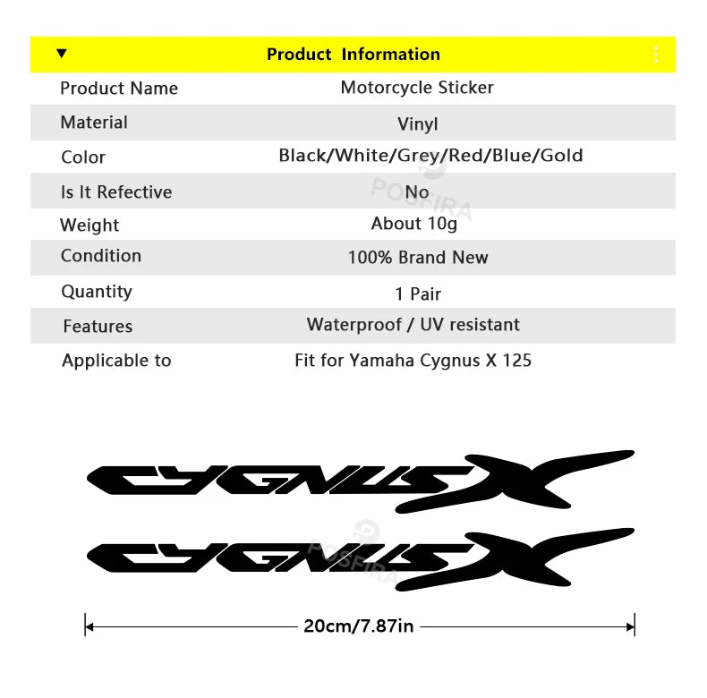Yamaha Cygnus X 125 Sticker Seti Renkli Vinil Çıkartma | Sticker Master