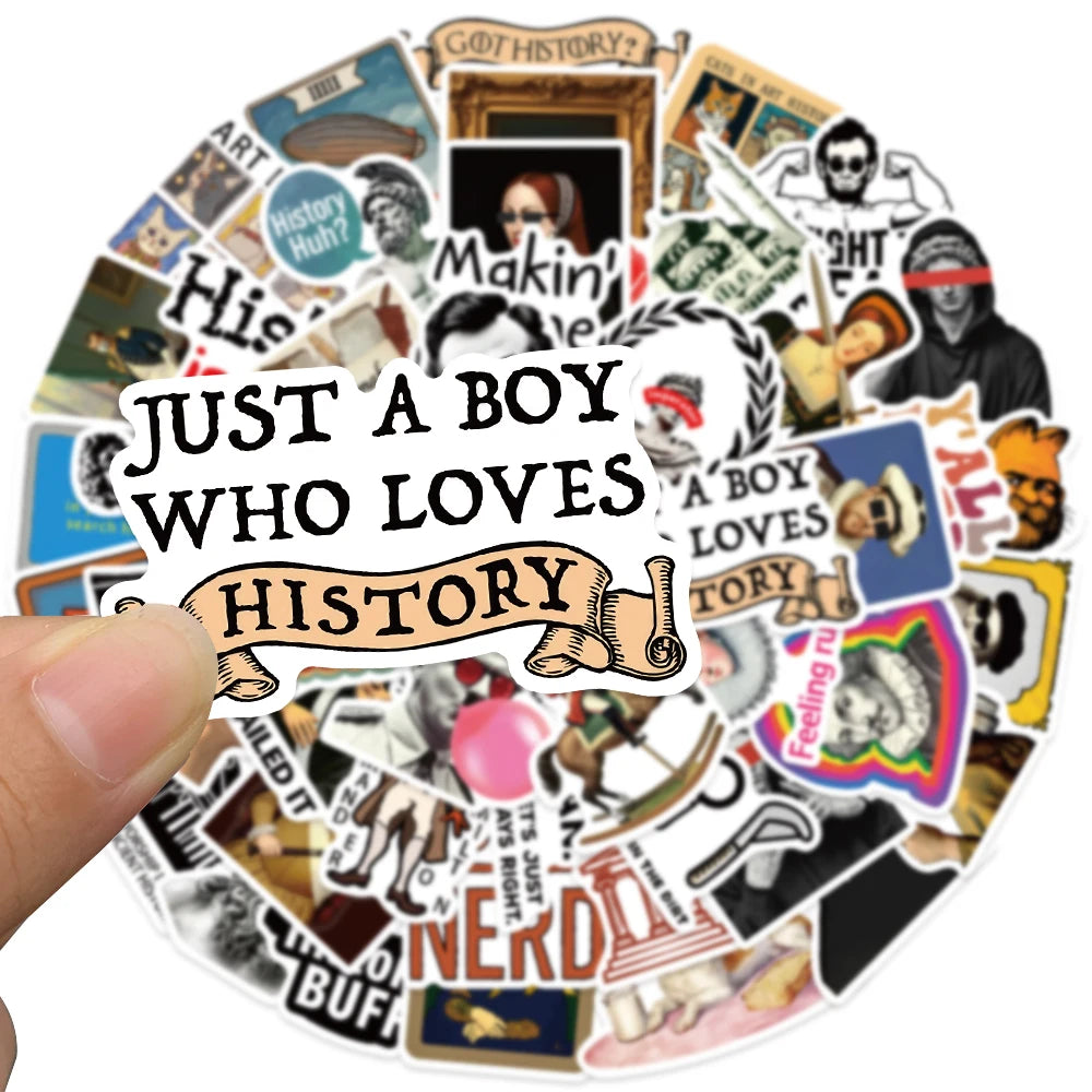 Sticker Master 50 adet Komik Karikatür Tarih Karakterleri Çıkartmalar Bagaj Dizüstü Gitar Telefon Bisiklet Su Geçirmez Graffiti Vinil Sticker Etiket