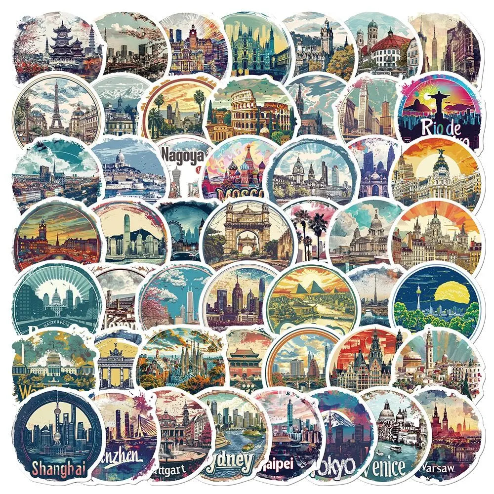 50'li Seyahat Temalı Sticker Seti | Sticker Master - Sticker Master